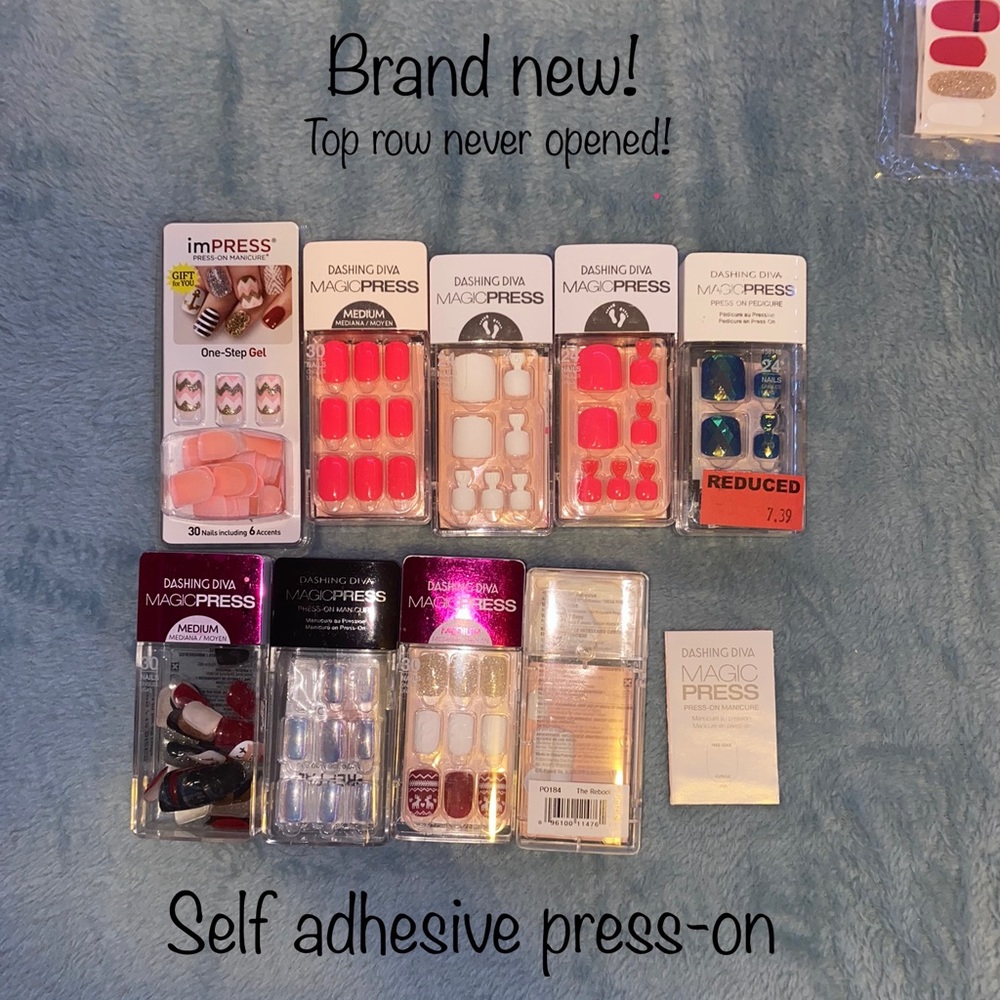 HUGE LOT: Glue/Press On Nails and Nail Wraps.